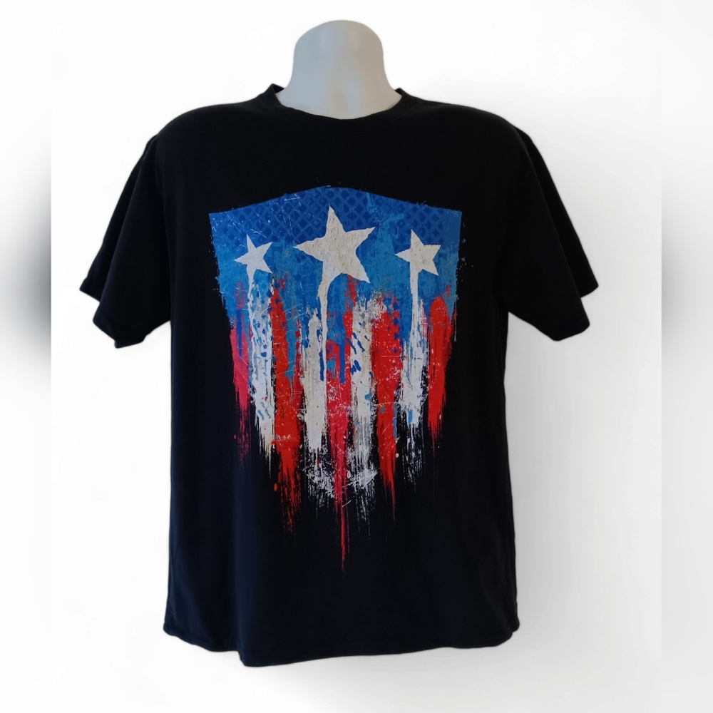 Captain america men's black short sleeve graphic t shirt size L
